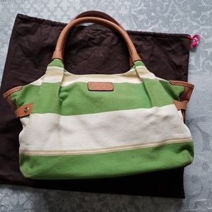 Kate Spade Hit the Doc canvas and leather satchel